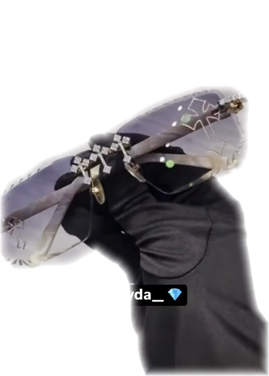 Iced Out Cross White Sticks Glasses