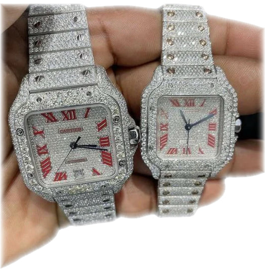 Red & White diamond Watch 41MM