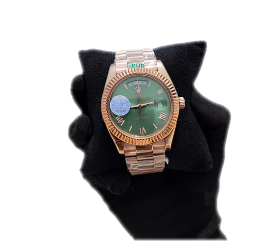 Plain Gold Watch Green Face
