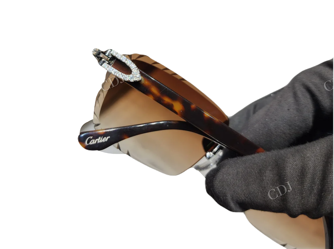 Iced Out Brown Tint Glasses